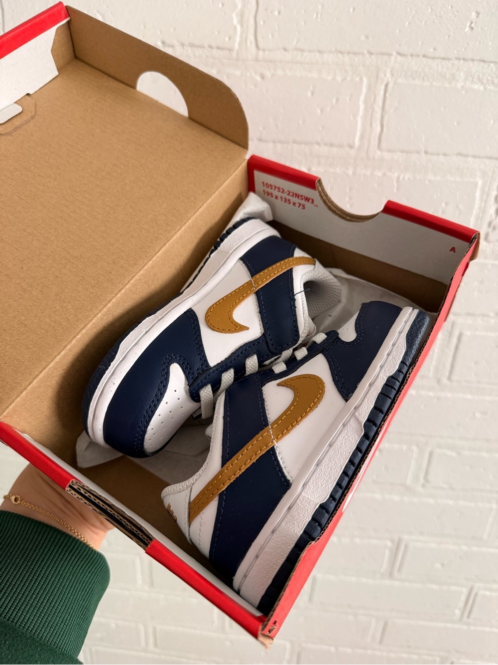 NIKE DUNK LOW Navy and Gold Sneakers